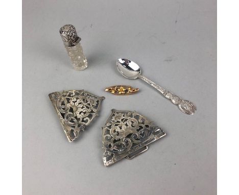 GEORGE V SILVER LIDDED SCENT BOTTLE, likely maker Levi &amp; Salaman, Birmingham 1912, of cylindrical form, the hinged lid em