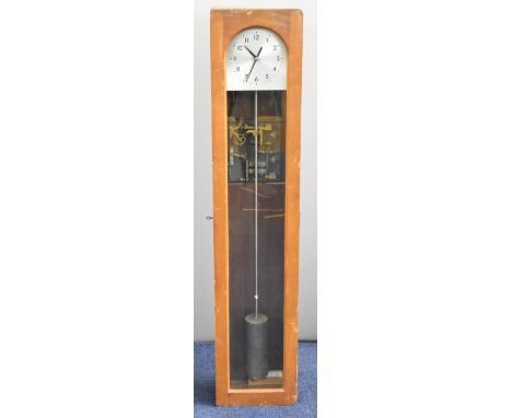 Synchronome electric master clock numbered 2063 to movement, with silvered dial to the built in slave clock, overall height 1