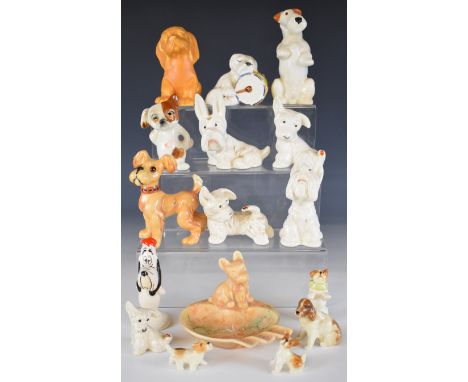 Large collection of Beswick novelty / comical dog figures including several with Ladybird decoration, Droopy (1764/2000), mod