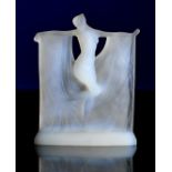 René Lalique Suzanne Art Deco satin frosted opalescent glass statuette, signed to base 'R Lalique