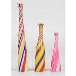 Three candy striped glass cheroot holders, possibly Bristol, largest 9.3cm long.