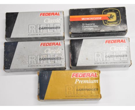 Sixty-seven .22-250 rifle cartridges together with some fired examples suitable for re-loading, all in original boxes. PLEASE