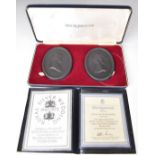Wedgwood pair of limited edition black basalt busts of Queen Elizabeth II and Prince Philip,