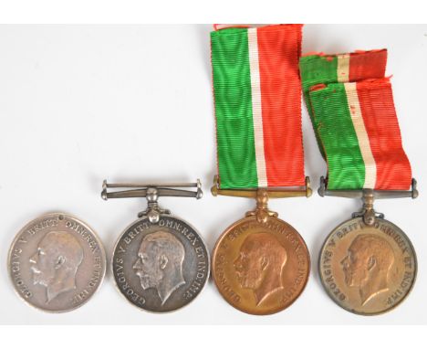 Four British Army WW1 medals comprising War Medal named to 72037 A R Hicks, Royal Navy, War Medal named to John Howells and t