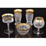 Five Moser Splendid pattern glasses comprising two goblets, a brandy glass, champagne glass and a