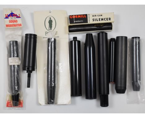 Ten various rifle sound moderators including Weihrauch, Kasu, Bisley etc, some in original packaging.&nbsp;PLEASE NOTE THAT A