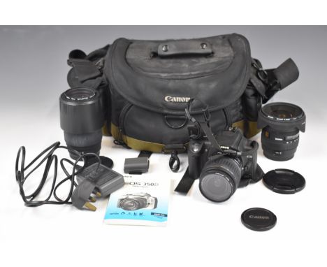 Canon EOS 350D digital SLR camera with Canon 18-55mm 1:3.5-5.6 and Sigma 70-300mm 1:4-5.6 APO DG and 10-20mm 1:4-5.6 DC HSM l