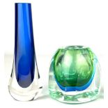 Two Murano Sommerso or similar glass vases, largest 24cm tall.