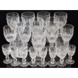 A suite of Waterford Crystal Colleen pattern clear cut glass drinking glasses comprising seven red