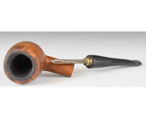 WW2 Special Operations Executive (S.O.E) smoking pipe dagger with removable ebonised mouthpiece concealing a 5cm fullered bla