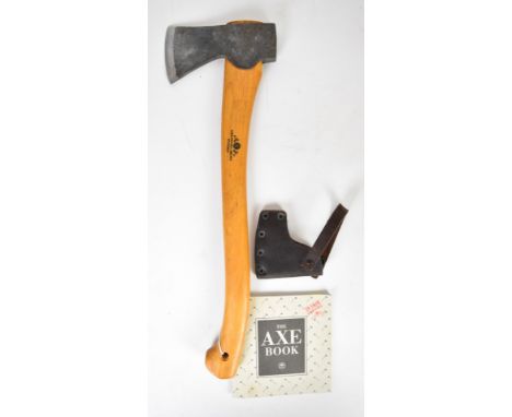 Gransfors Bruks of Sweden axe with shaped wooden handle, leather cover, guarantee and GBA The Axe Book. PLEASE NOTE ALL BLADE