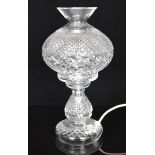 Waterford Crystal clear cut glass table lamp, 36cm tall