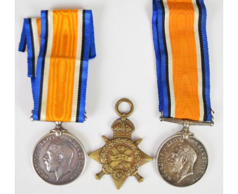 Three&nbsp;British Army WW1 medals comprising 1914 'Mons' Star named to 10337 PG Bartlett, South Wales Borderers, War Medal n