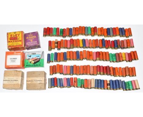 Over 250 collectable shotgun cartridges, some in original boxes including Eley Maximum, Kynoch War Time Issue, paper cased ex