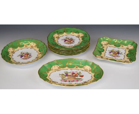 Spode Copeland's China six place setting dessert service with three additional shaped serving dishes, nine pieces, diameter 2