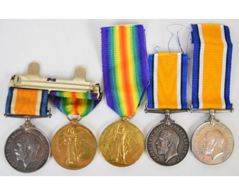 British Army WW1 medals comprising two pairs of Victory Medals and War Medals named to 395648 Pte J E Davies, Army Service Co