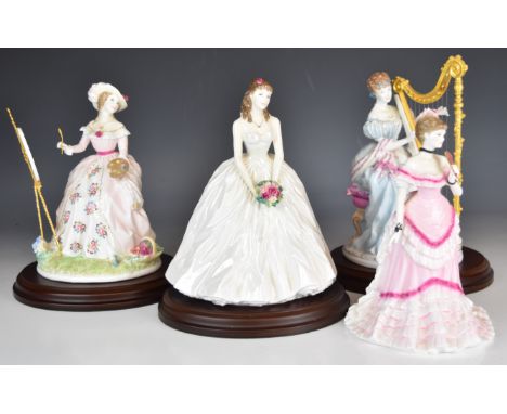 Two Royal Worcester limited edition figurines Music and Painting from the Graceful Arts Series and two further figurines 1999