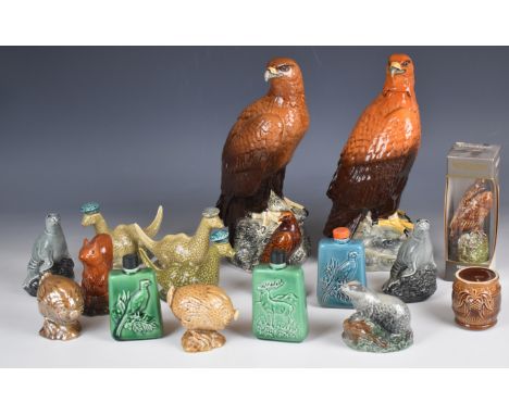 Large collection of Beswick whiskey decanters / flasks and miniatures including first and second version Peter Thomson&nbsp;B