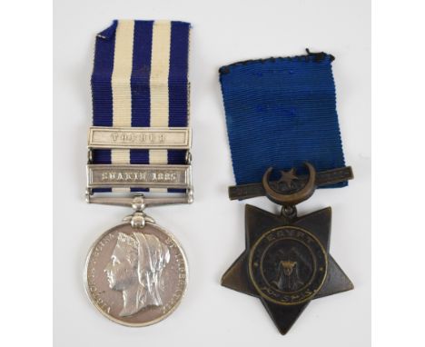 Royal Marines Egypt Medal with clasps for Suakin 1885 and Tofrek, named to Cpl C H Kybett, R.M.L.I. and Khedive's Star (undat