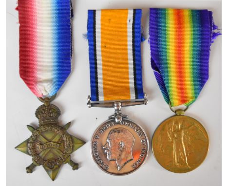 British Army WW1 medal trio comprising 1914/1915 Star, War Medal and Victory Medal named to 2739 Pte A Unsworth, Liverpool Re