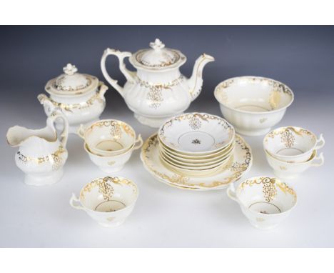 Victorian teaware with gilt decoration, probably Coalport / Spode