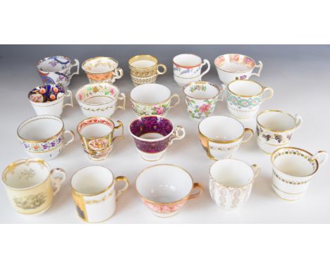 Collection of mainly 19thC Spode teacups including Imari, interior decorated, enamelled etc, approximately twenty, some with&