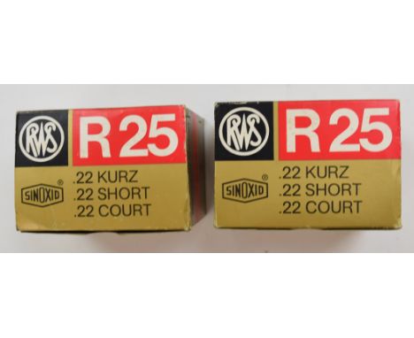 One-thousand .22 Short RWS R25 rifle cartridges, all in original boxes. PLEASE NOTE THAT A VALID RELEVANT FIREARMS/SHOTGUN CE