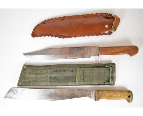 British Cold War Martindale machete dated 1966 with broad arrow mark and KE/18731, 33cm blade with sheath, together with a 'B