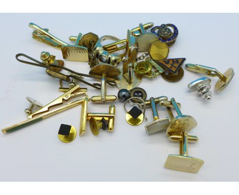 Tie pins, cufflinks, studs and badges including British Legion and YHA
