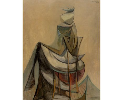 John Melville,  British 1902-1986 -  Surreal Thinker, 1946;  oil on panel, signed and dated upper right 'John Melville 1946',