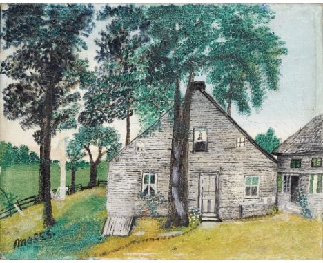 Grandma Moses, American 1860-1961 -Kenyon Old House;oil on canvas, signed 'Moses', 20.5 x 25.76 cm (unframed)Provenance: the 