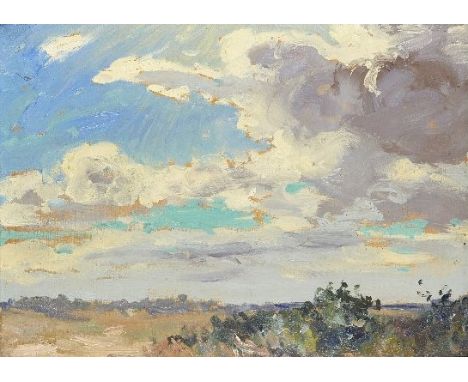 William Samuel Horton, American 1865-1936 - Landscape study; oil on panel, inscribed on the reverse 'Horton L431', 23.5 x 33 