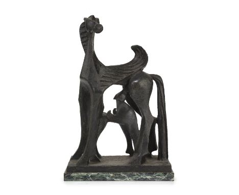 Franta Belsky FRBS,  Czech/British 1921-2000 -   Pegasus and child;   bronze with marble base, signed, numbered and stamped w