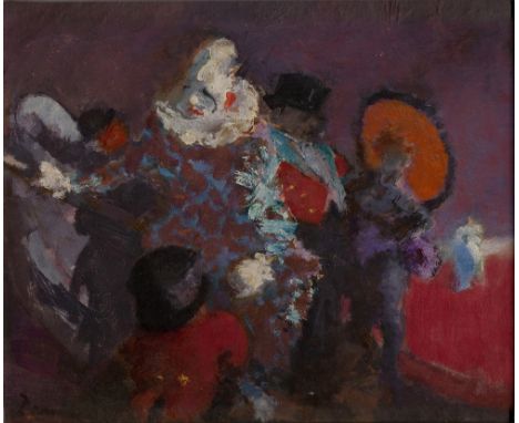 Frederick Deane,  British 1924-2020 -   Circus scene;   oil on board, signed lower left 'Deane', 24.7 x 29.5 cm   Provenance: