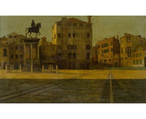 Robert Frame, Scottish c.1922-1989 -Campo Santi Giovanni e Paolo, Venice, 1975;oil on canvas, signed and dated lower right 'R