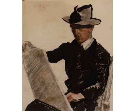 Gerald Vivian Davis,  American 1899-1987 -   Self-portrait, 1928;   ink and pastel on paper, signed and dated upper left 'Ger