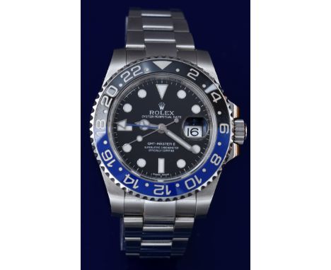 Rolex Oyster Perpetual Date GMT Master II 'Batman' gentleman's automatic wristwatch ref. 116710 BLNR with date aperture, blue