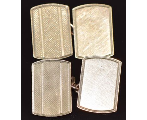 A pair of 9ct gold cufflinks with engine turned decoration, 5.8g