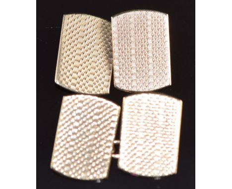 A pair of 9ct gold cufflinks with engine turned decoration, 5.1g&nbsp;