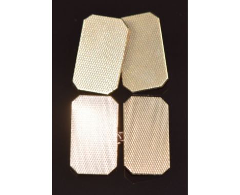 A pair of 9ct gold cufflinks with engine turned decoration, 7.3g&nbsp;