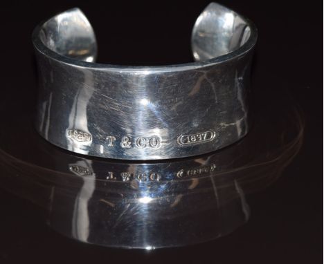 A silver cuff bangle marked Tiffany &amp; Co, with feature hallmarks, 104g&nbsp;