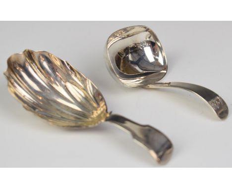 Two hallmarked silver caddy spoons comprising Georgian example, London 1813, maker's mark JS, likely for&nbsp;Josiah Snatt, t
