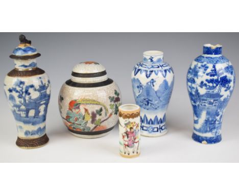 Five 19thC and later Chinese vases and ginger jars, some with seal mark to base, tallest 26cm