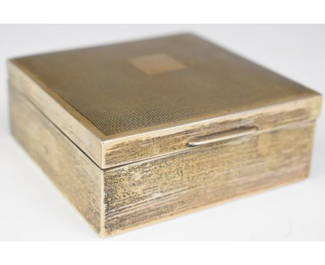 Art Deco hallmarked silver cigarette case with engine turned decoration to lid, Birmingham 1934, maker&nbsp;E &amp; N Speak, 