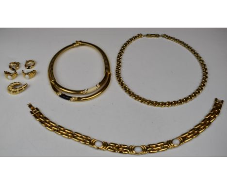 Two matching sets of Givenchy jewellery comprising necklace and earrings, a curb link Givenchy necklace and Christian Dior br