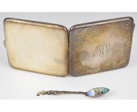 George V hallmarked silver cigarette case, Birmingham 1919, maker Charles S Green &amp; Co Ltd and a Venice silver souveinr s