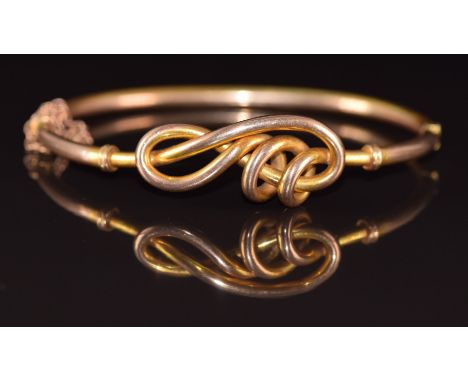 Edwardian&nbsp;9ct gold love knot bangle, 8.3g, 5 x 6cm&nbsp;