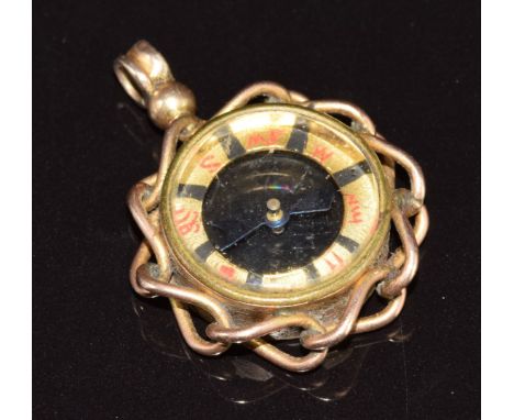A c1910 9ct gold compass charm, 7.1g, 3cm