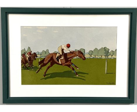 Charles Ancelin, French (1863-1940), A set of five horse racing scenes, lithograph, framed and glazed as a set (5)