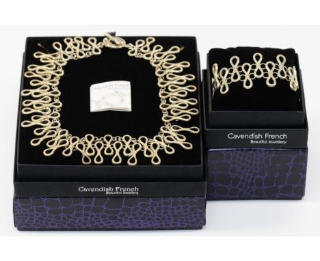 A Cavendish French 925 silver infinity loop necklace with matching bracelet (2) 